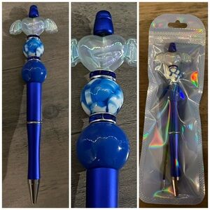 Blue beaded pen